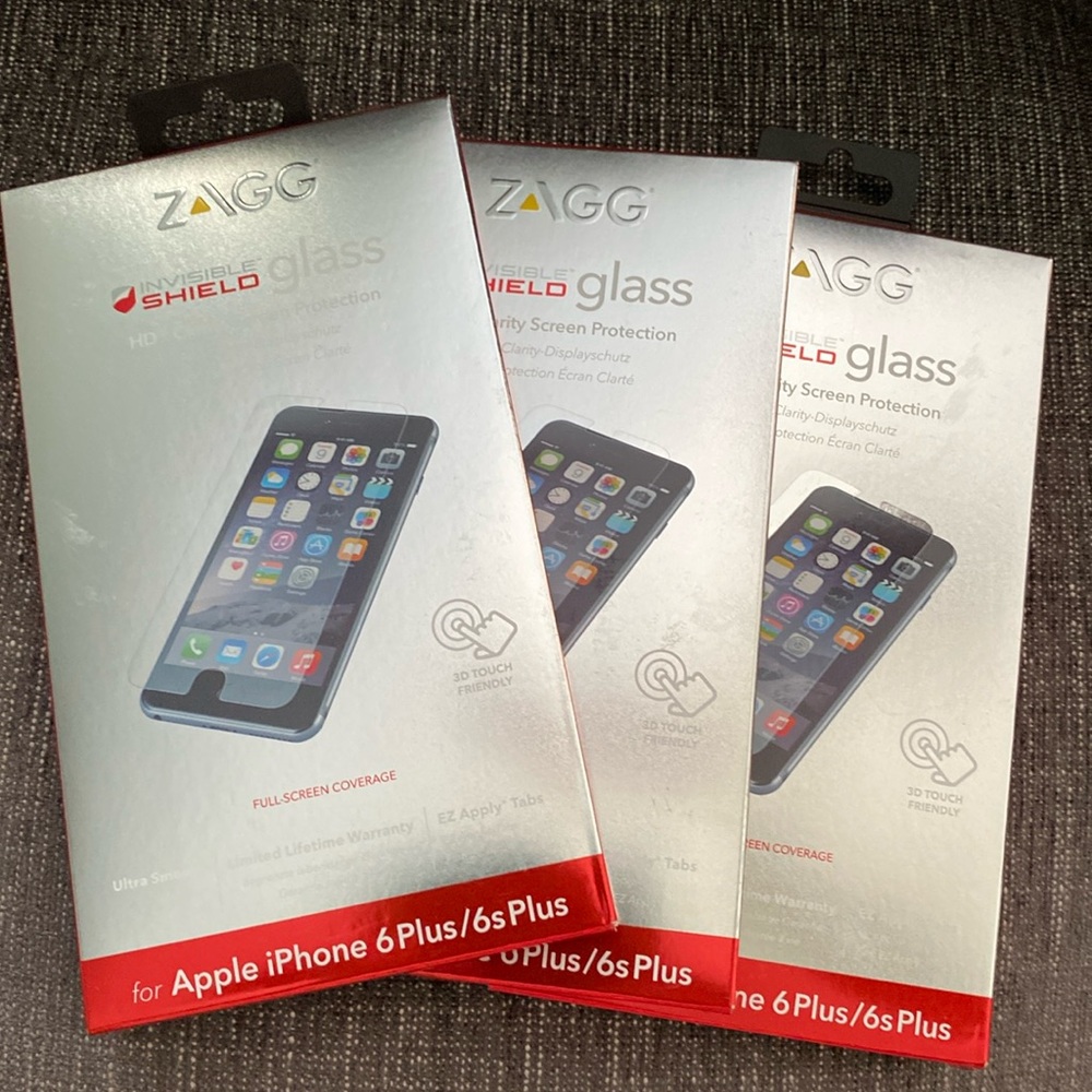 ZAGG Invisible Shield Glass for Apple iPhone 6 Plus / 6s Plus - SET of 3 ~ NEW